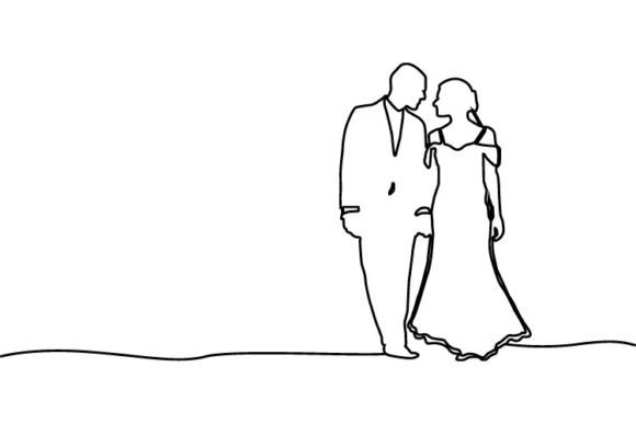 Abstract Linear Art Illustration Wedding Design