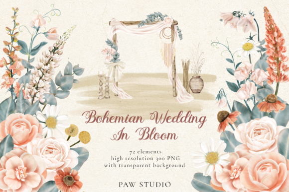 Bohemian Wedding Flowers Leaves Clipart: A Creative Toolkit
