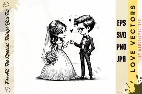 C3734: Capturing Matrimonial Elegance in Vector Art