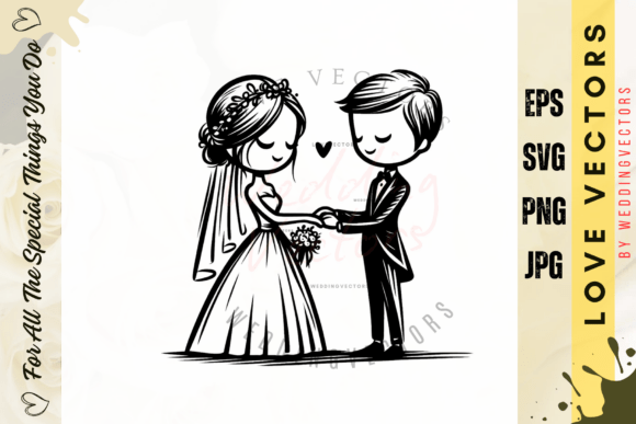 Capturing Romance: Wedding Couple and Love Vectors - C3937