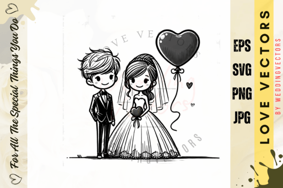 Celebrate Romance with Wedding Couple and Love Vectors - C3763