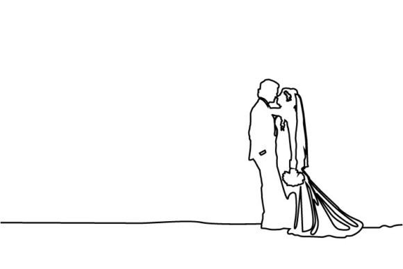 Elegant Simplicity: Abstract Line Art Couple Wedding Art