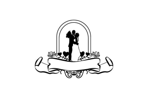 Elegant Wedding Silhouette Banner Element Design