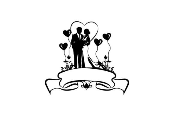 Elegant Wedding Silhouette Clipart Banner Vector Designs