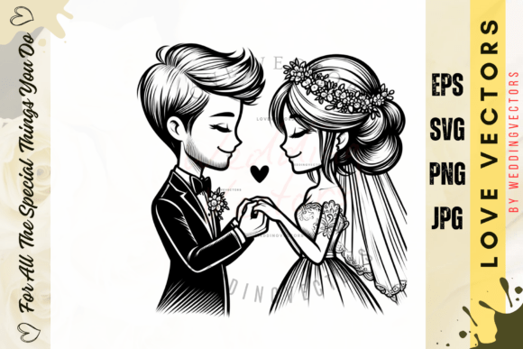 Elevate Your Designs with Wedding Couple and Love Vectors - C3871