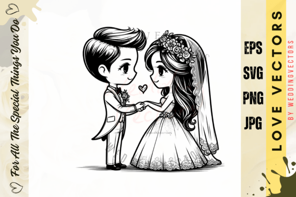 Elevate Your Designs with Wedding Couple and Love Vectors - C3832