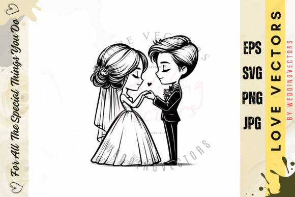 Enchanting Wedding Couple and Love Vectors - C3911