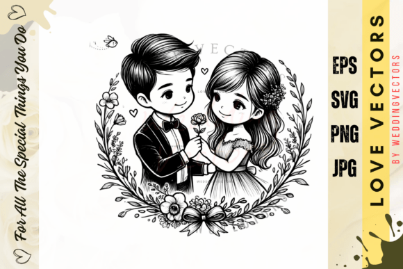 Enchanting Wedding Visuals: C3809 Love Vectors