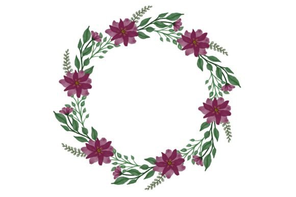Red Floral Wreath for Wedding Card: A Watercolor Design Asset