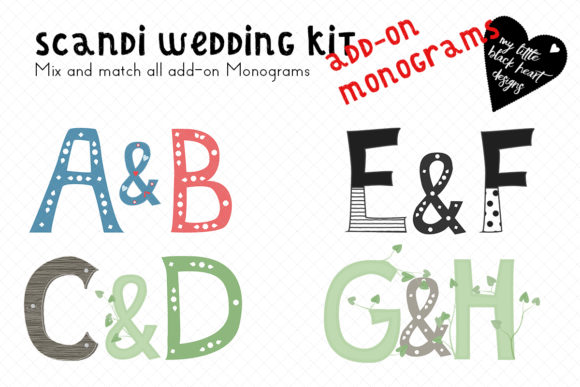 Scandi-Wedding Add-on Leaf Monogram Set: Botanical Elegance