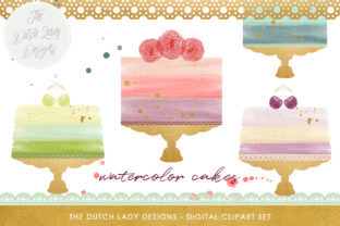 Watercolor Wedding Cake Clipart Set for Modern Design