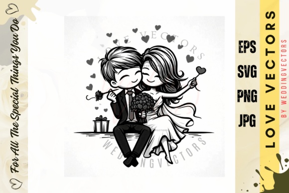 Wedding Couple and Love Vectors - C3742: Capturing Romance in Design