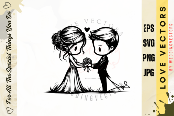 Wedding Couple and Love Vectors - C3748: Elegant Design Assets