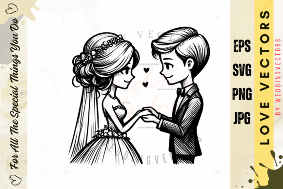 Wedding Couple and Love Vectors - C3774: A Designer's Guide to Romantic Visuals