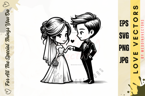 Wedding Couple and Love Vectors: C3806 Design Set