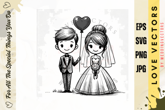 Wedding Couple and Love Vectors - C3829: Minimalist Romance