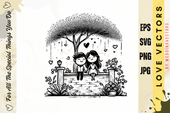 Wedding Couple and Love Vectors - C385: Crafting Romantic Visuals