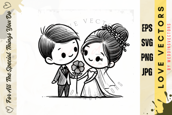 Wedding Couple and Love Vectors - C39: A Design Asset for Romance