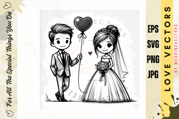 Wedding Couple and Love Vectors - C3914: Design Assets for Romance