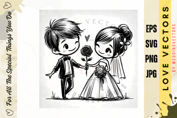 Wedding Couple and Love Vectors - C394: A Modern Editorial Asset