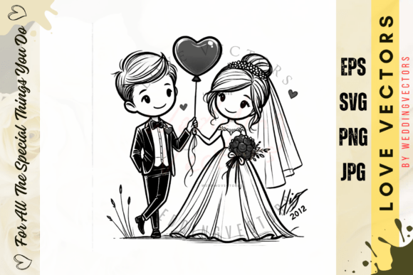 Wedding Couple and Love Vectors - C3950: Capturing Romance in Design