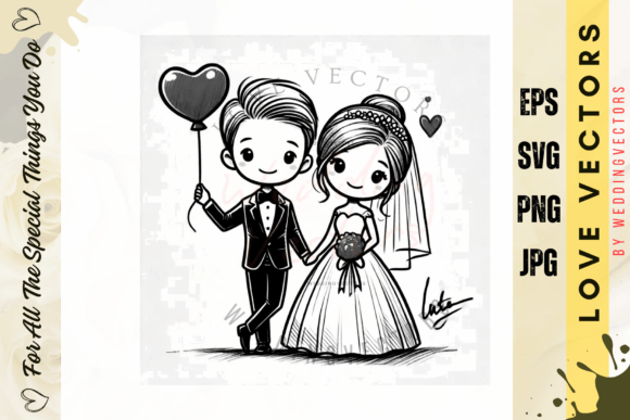 Wedding Couple and Love Vectors - C3974: Capturing Romance in Design