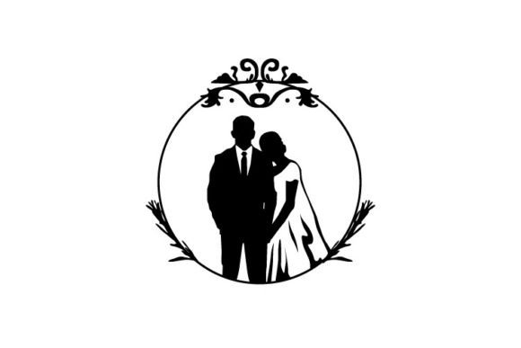 Wedding Silhouette Monogram Illustration: A Timeless Design Asset